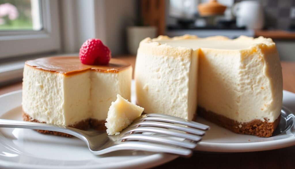 Creamy texture of Italian cheesecake and light texture of regular cheesecake