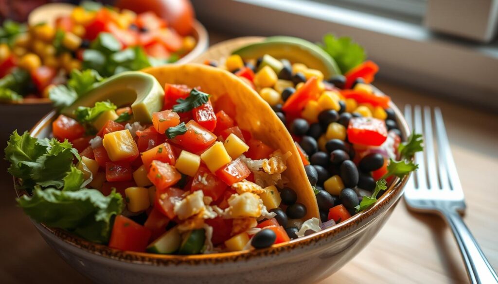 vegetables in taco bowls